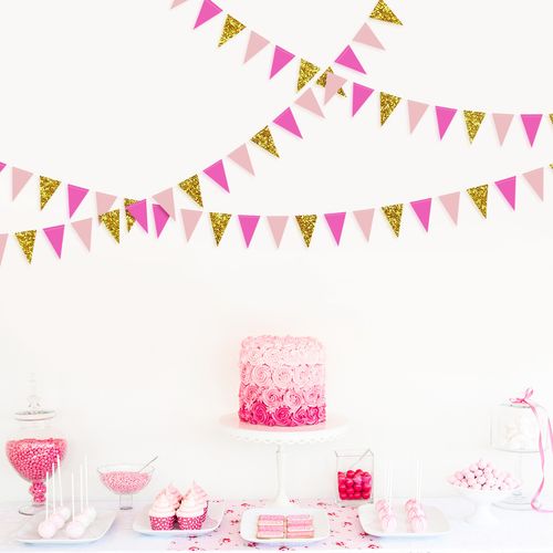 3M Rose Gold Paper Bunting Flags for Wedding Decorations & Celebrations