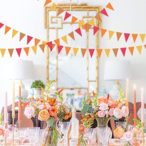 3M Rose Gold Paper Bunting Flags for Wedding Decorations & Celebrations