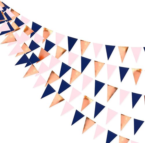 3M Rose Gold Paper Bunting Flags for Wedding Decorations & Celebrations