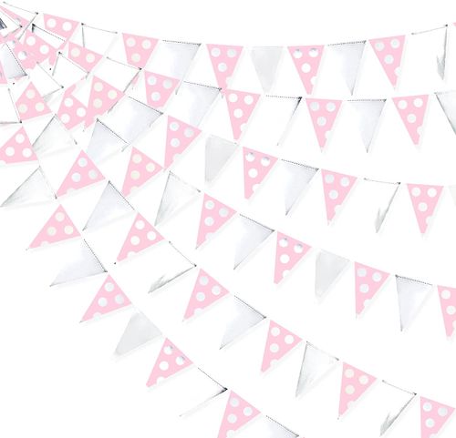 3M Rose Gold Paper Bunting Flags for Wedding Decorations & Celebrations