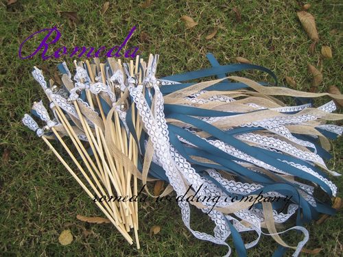 IVINLA Jute Wedding Ribbon Wands with Bells for Celebratory Events