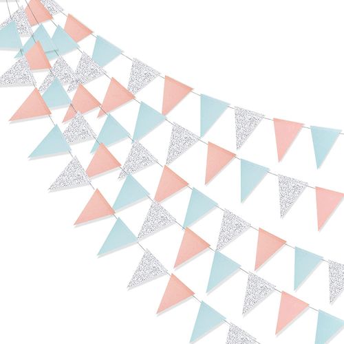 3M Rose Gold Paper Bunting Flags for Wedding Decorations & Celebrations