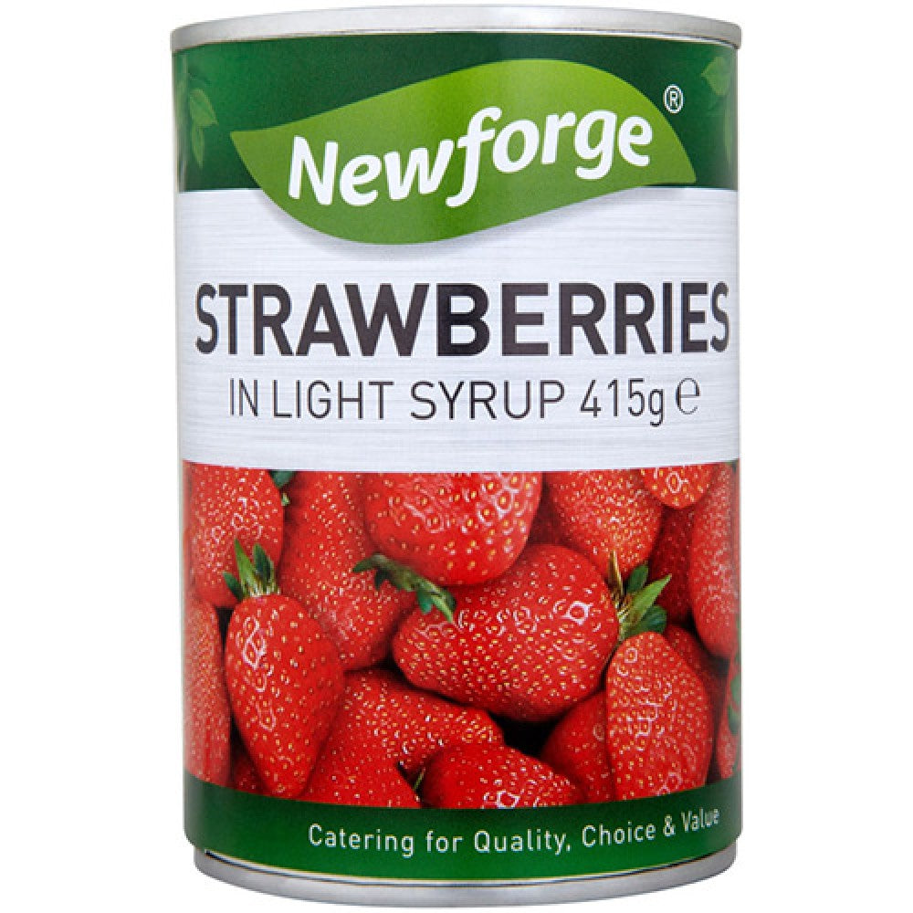 12 x Newforge Strawberries in Light Syrup 415g