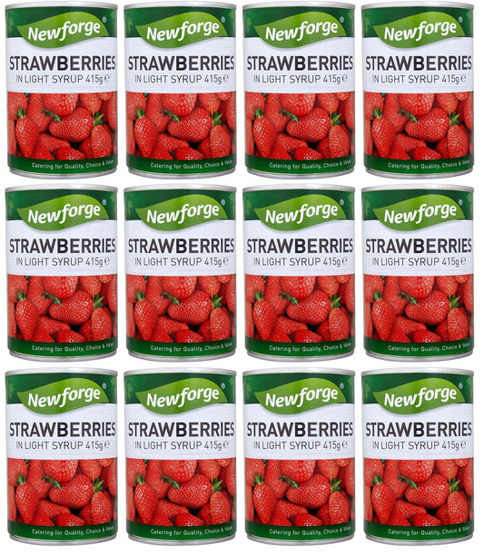 12 x Newforge Strawberries in Light Syrup 415g