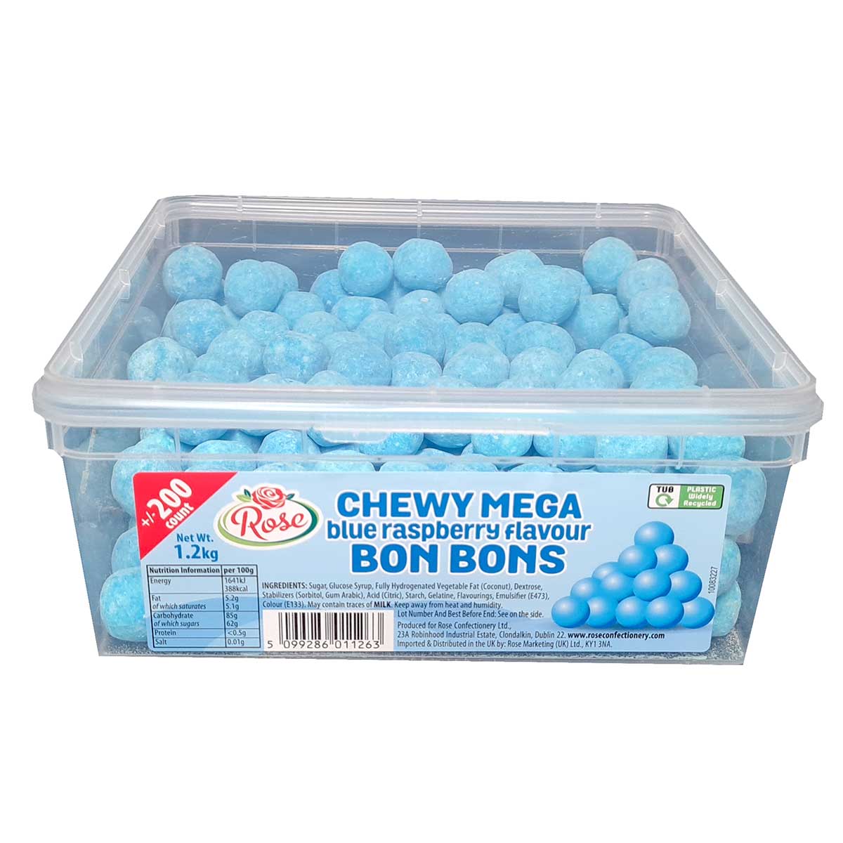 200 x Rose Mega Blue Raspberry Bonbon