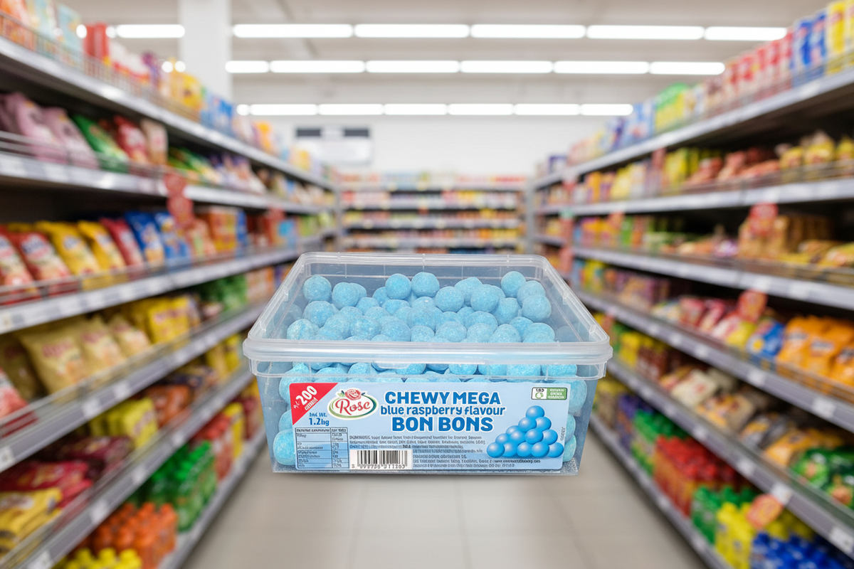 200 x Rose Mega Blue Raspberry Bonbon