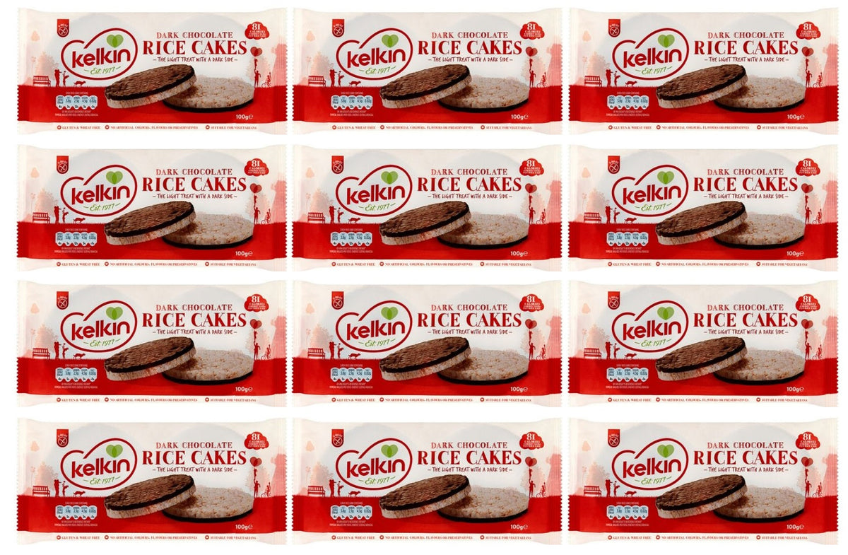 12 x Kelkin Dark Chocolate Rice Cakes 100G