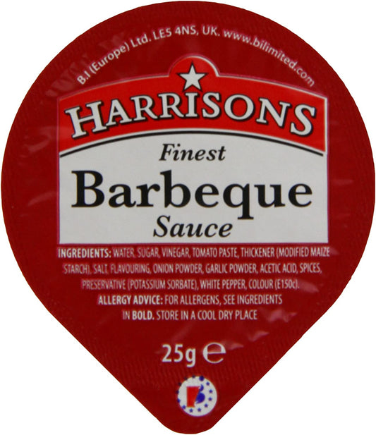 100 x Harrisons Feinste Barbecue Sauce Dip-Töpfchen 100 x 25g