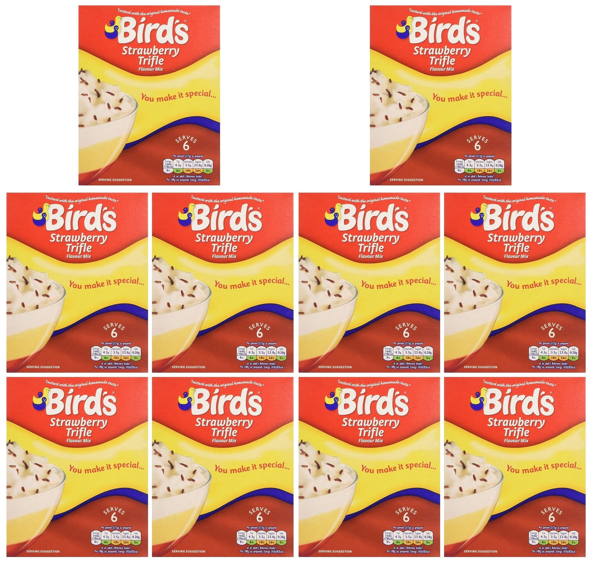 10 x Kit para Trifle de Fresa Bird's 141 g