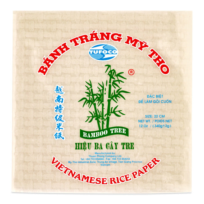 BAMBOO TREE Vietnamese Rice Paper Banh Trang My Tho Square 22cm 340g