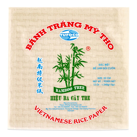 BAMBOO TREE Vietnamese Rice Paper Banh Trang My Tho Square 22cm 340g