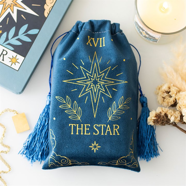 The Star Vintage Tarot Velvet Drawstring Bag