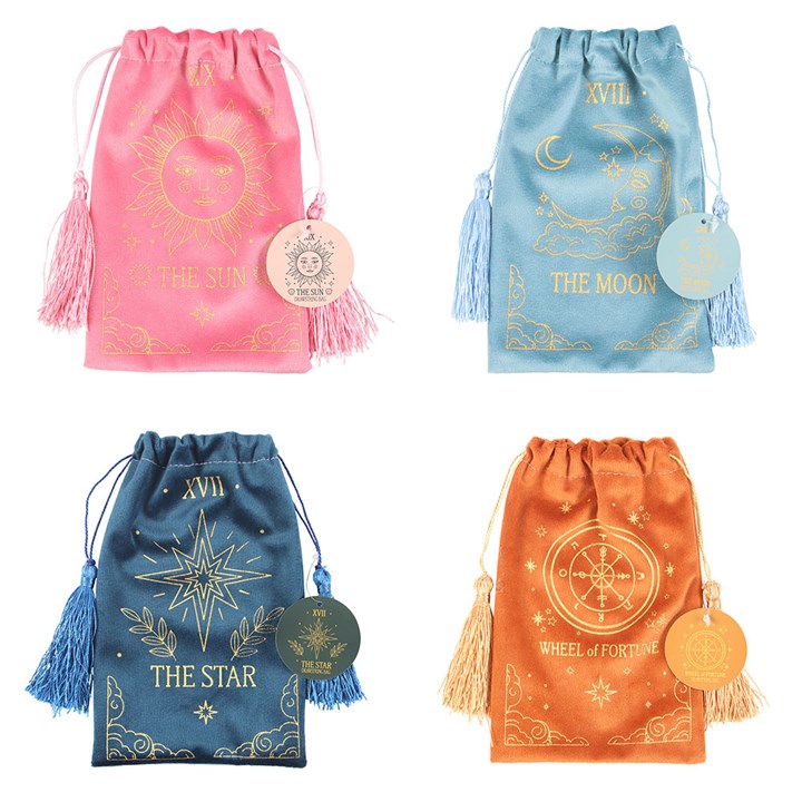 Set of 4 Tarot Velvet Drawstring Bags
