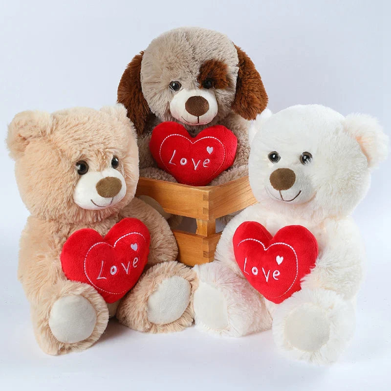 30cm Valentine’s Day Plush Toy, Cute Love Dog & Bear Soft Stuffed Animal Gift Teddy