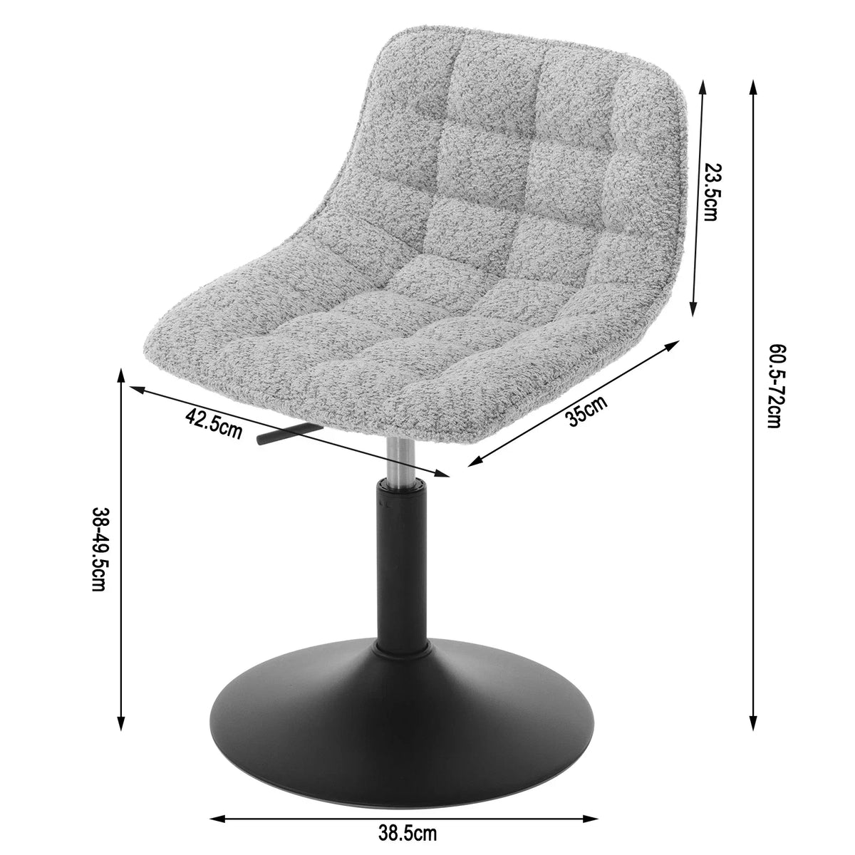 Velvet/Chenille Bar Stool - Soft Swivel Height Adjustable Kitchen Chair Backrest