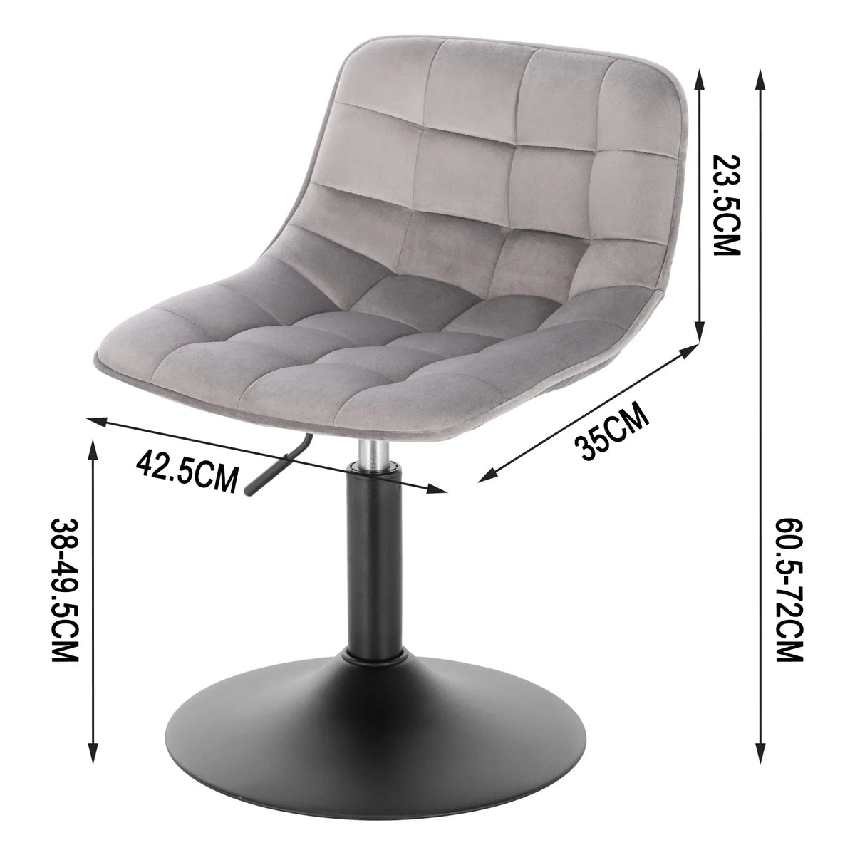 Velvet/Chenille Bar Stool - Soft Swivel Height Adjustable Kitchen Chair Backrest