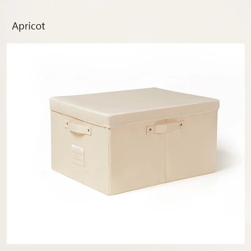 Silk Fabric Foldable Storage Box with Lid - Large Capacity Clothes Quilt Organiser