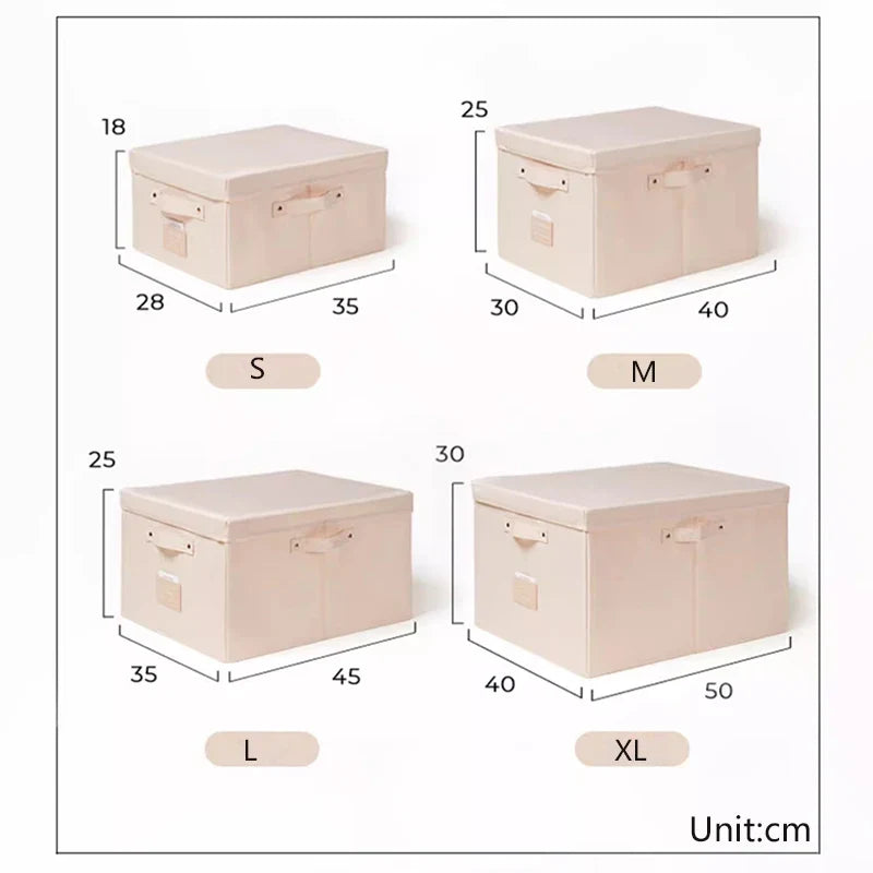 Silk Fabric Foldable Storage Box with Lid - Large Capacity Clothes Quilt Organiser