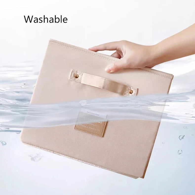 Silk Fabric Foldable Storage Box with Lid - Large Capacity Clothes Quilt Organiser