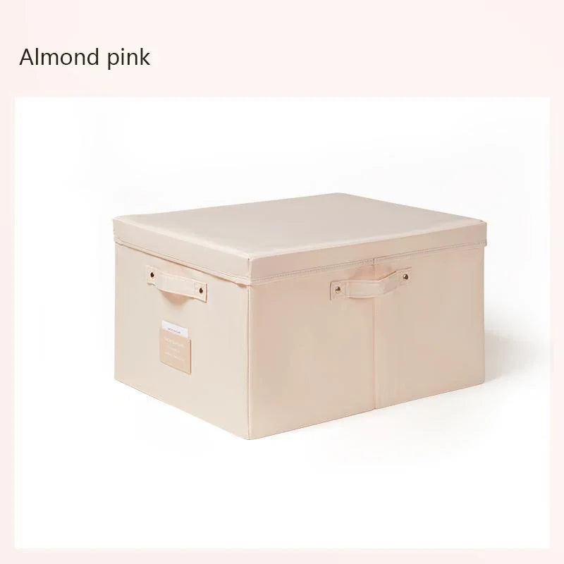 Silk Fabric Foldable Storage Box with Lid - Large Capacity Clothes Quilt Organiser