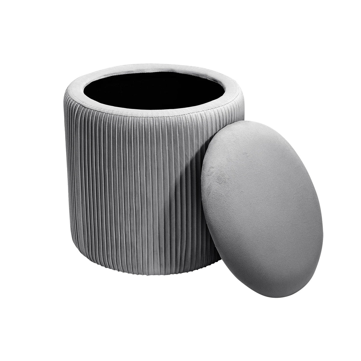 Velvet Storage Ottoman Footstool – Modern Grey Bedroom Stool Soft Chair Bench