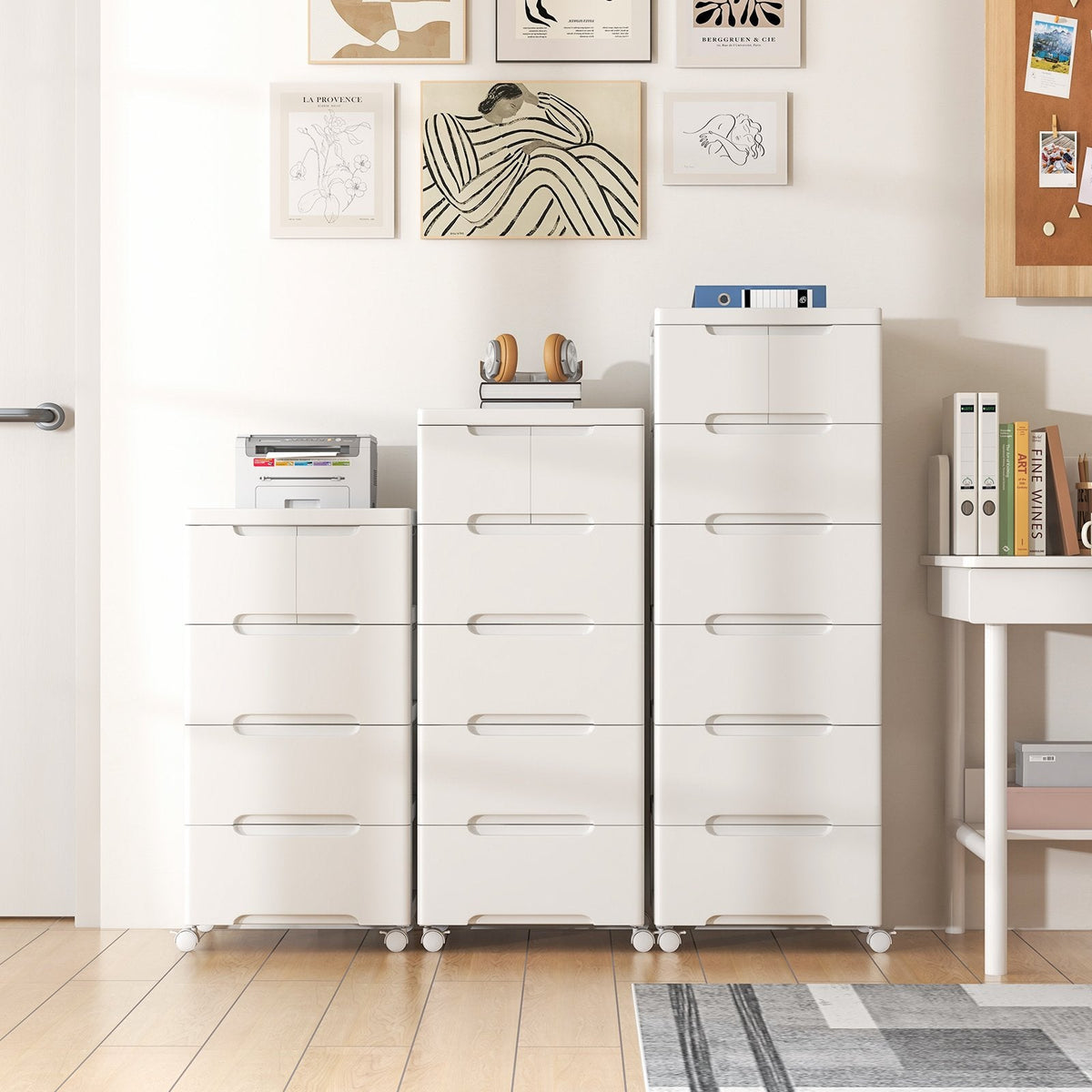 Vertical Rolling Storage Cabinet with Universal Wheels and Lockable Wheels-4 Drawers