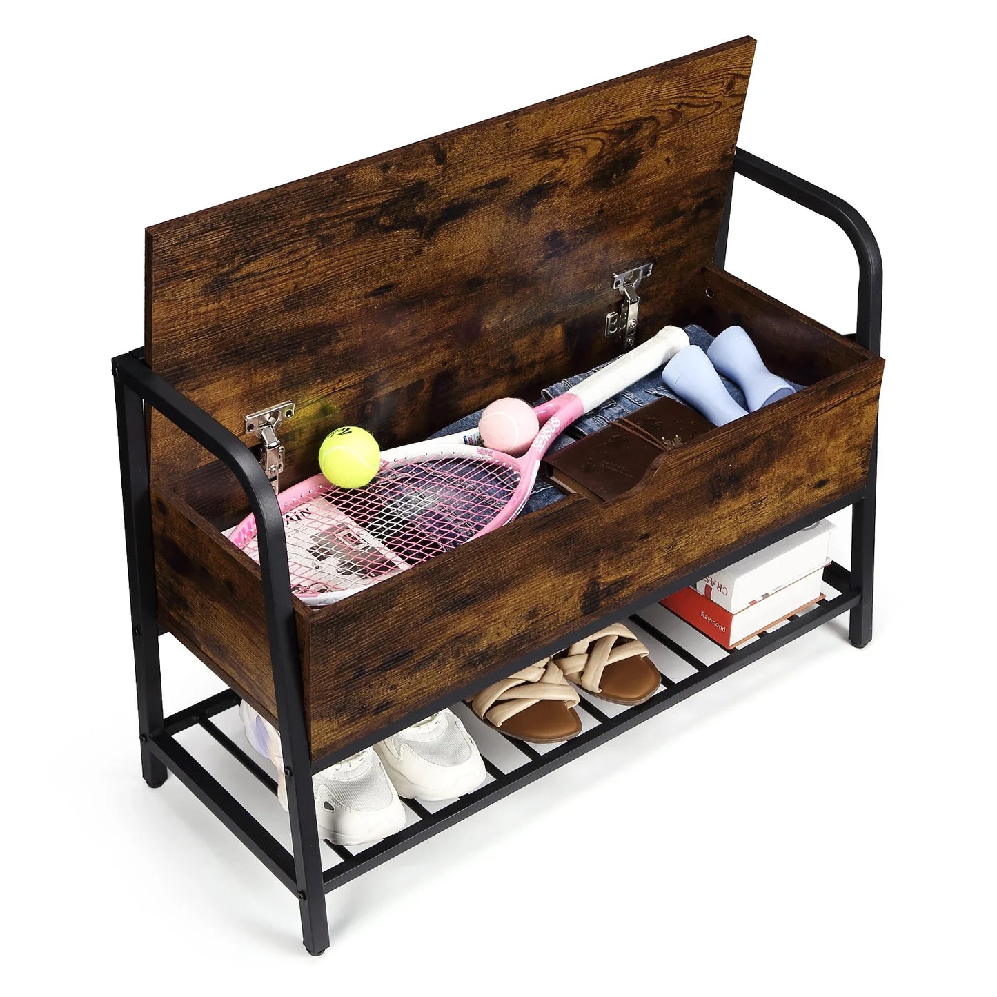 84cm Vintage Shoe Storage Bench with Lift-Top | Entryway Seat & Shoe Rack