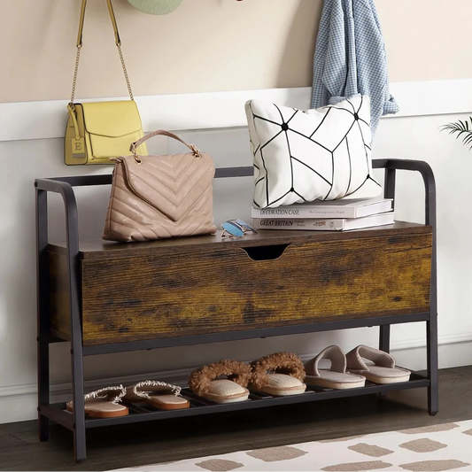 84cm Vintage Shoe Storage Bench with Lift-Top | Entryway Seat & Shoe Rack