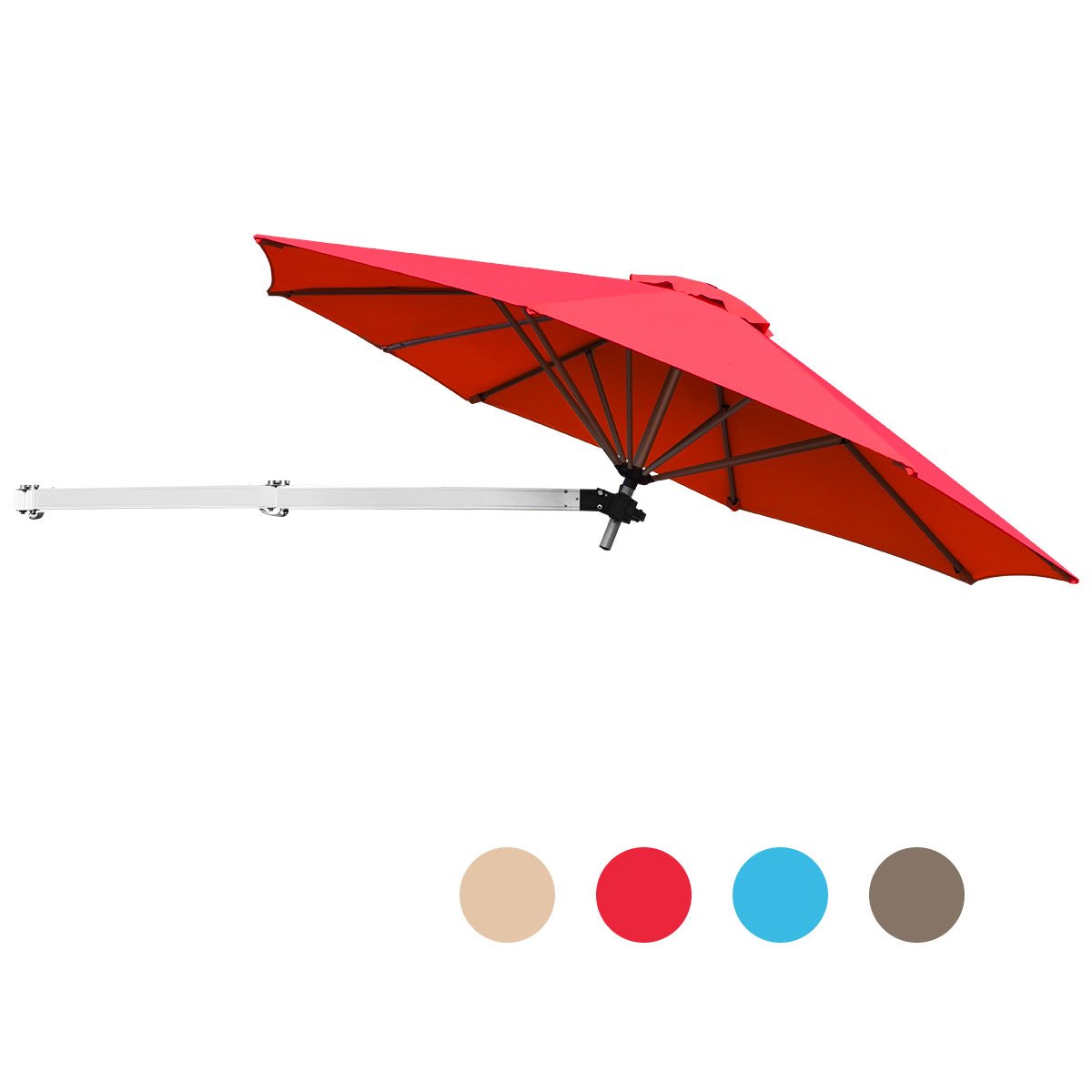 Outdoor Tilting Sunshade Umbrella with Large Shading Area-Beige