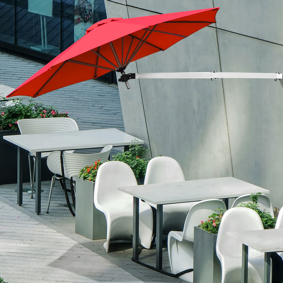 Outdoor Tilting Sunshade Umbrella with Large Shading Area-Beige