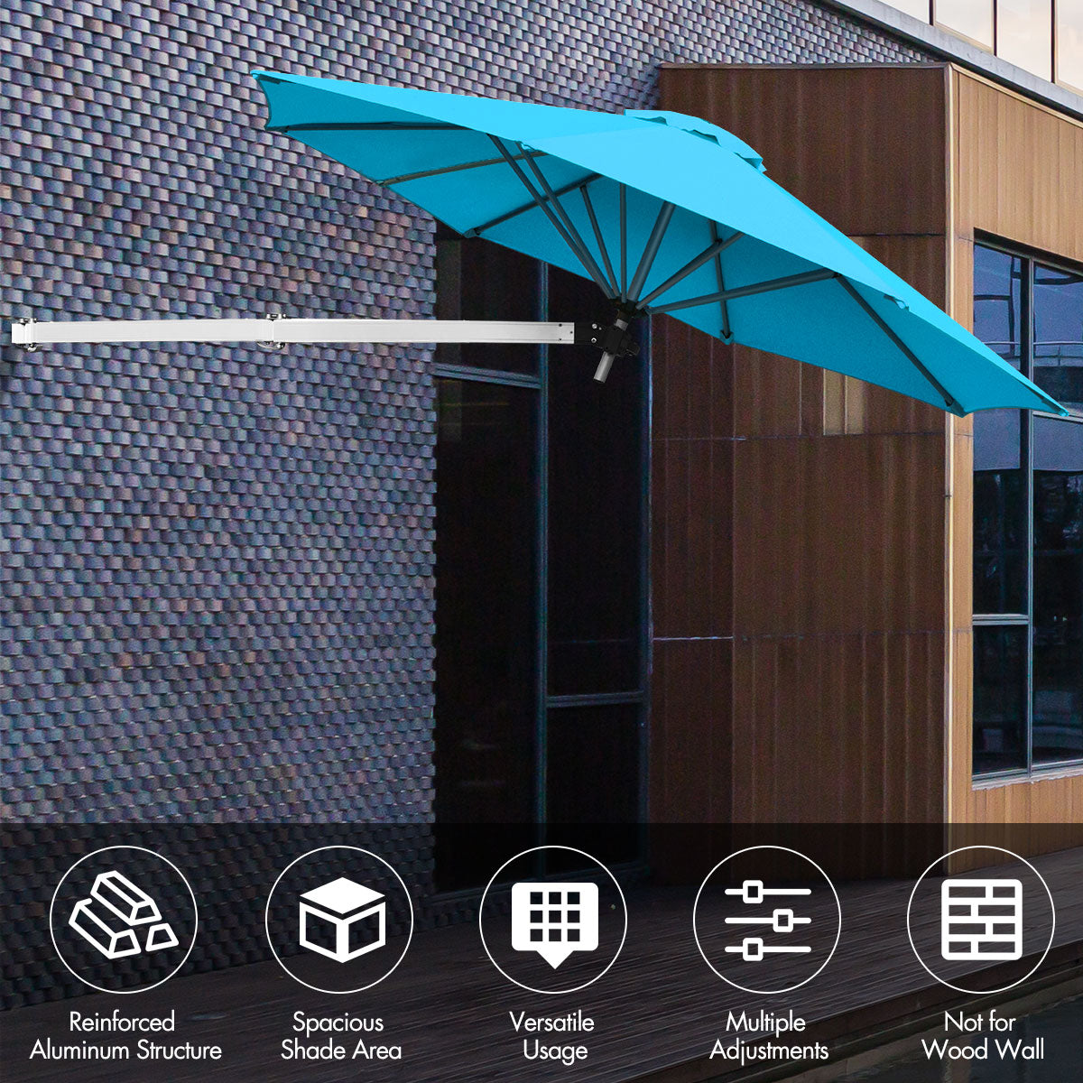 Outdoor Tilting Sunshade Umbrella with Large Shading Area-Beige