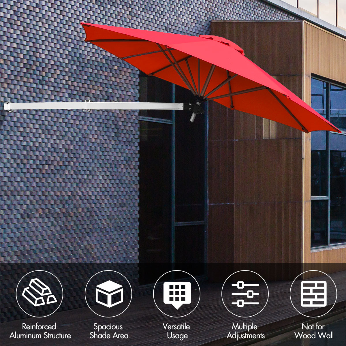 Outdoor Tilting Sunshade Umbrella with Large Shading Area-Beige