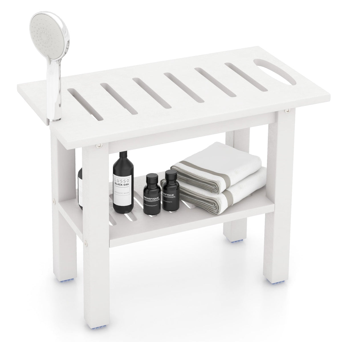 Waterproof HDPE Shower Bench Bath Stool for Inside Shower-White