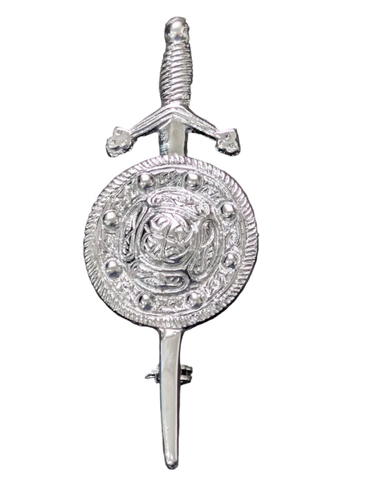 Scottish Sword & Shield Kilt Pin Brooch | Celtic Highland Accessory
