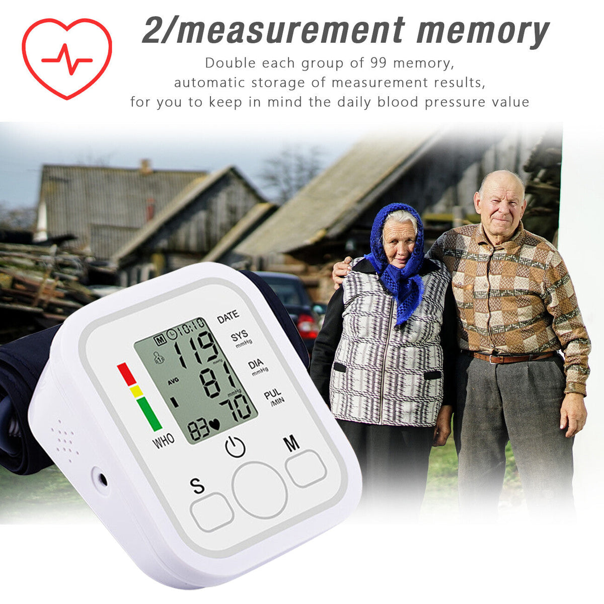 Blood Pressure Monitor Automatic Voice Talking BP Machine Pulse Meter LCD Display