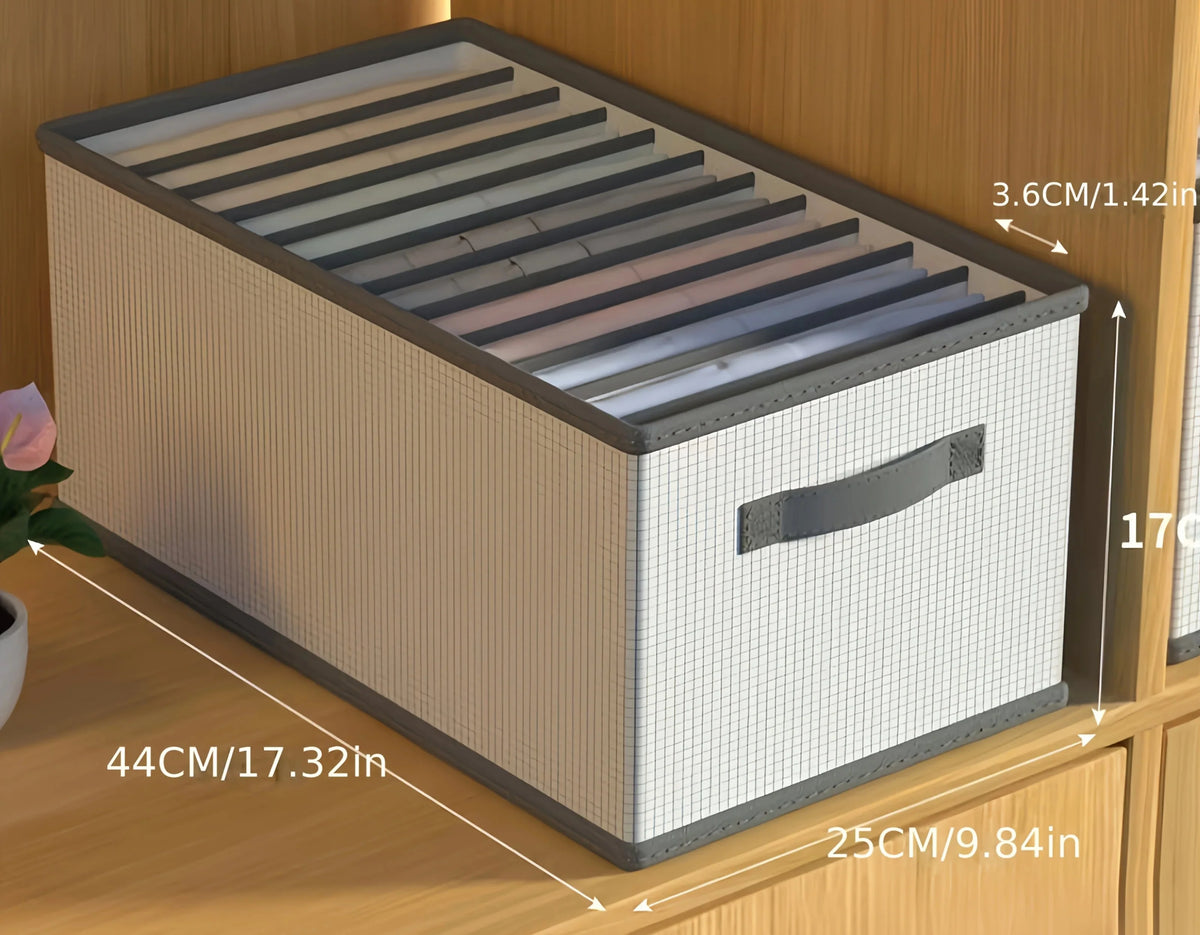 Foldable Fabric Drawer Organisers with Handles - White/Grey Grids Storage Boxes