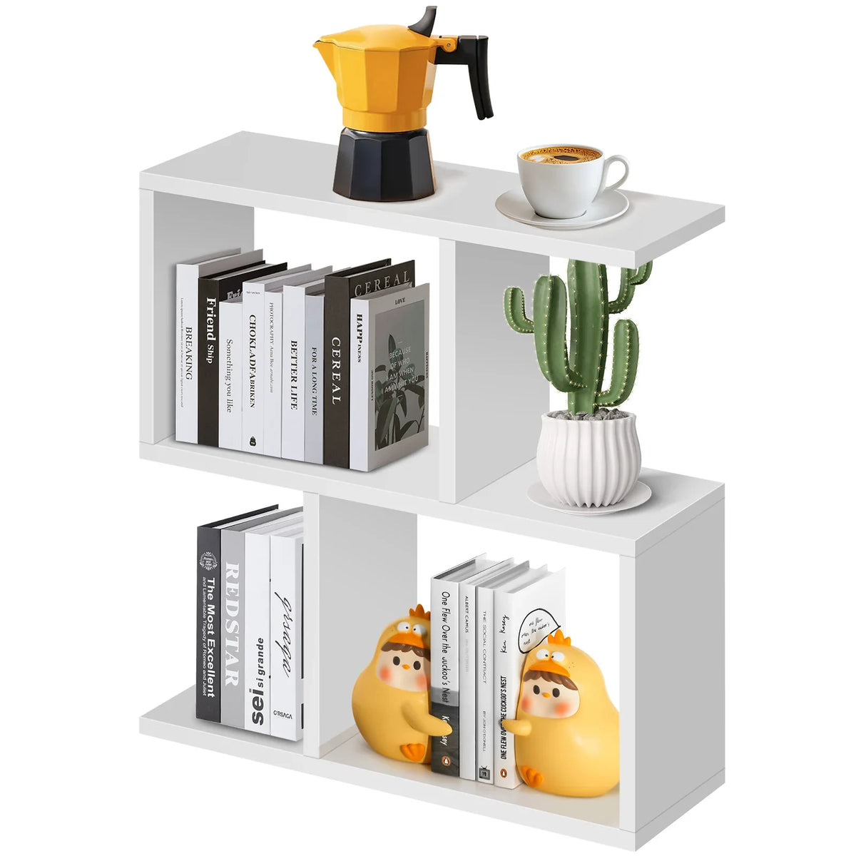 2 Tier Side Table White Storage Shelves Slim End Table Living Room Home Stand