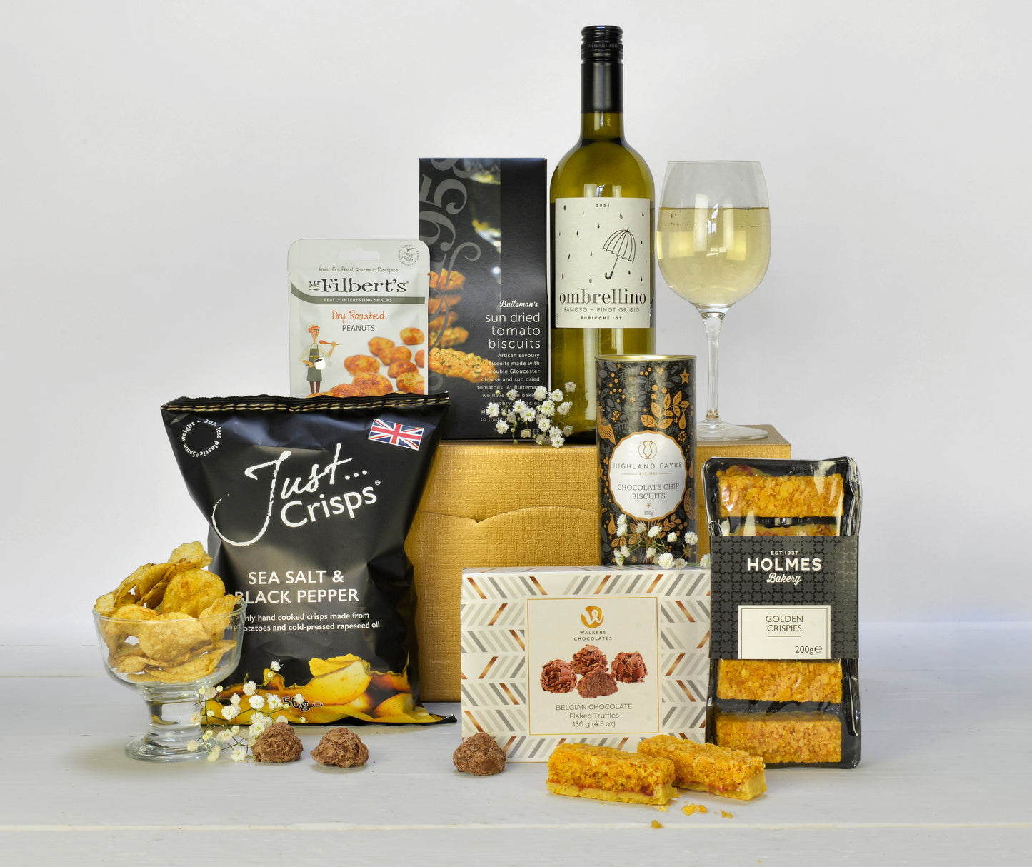White Wine Delights Gift Box | Elegant Hamper with Gourmet Treats