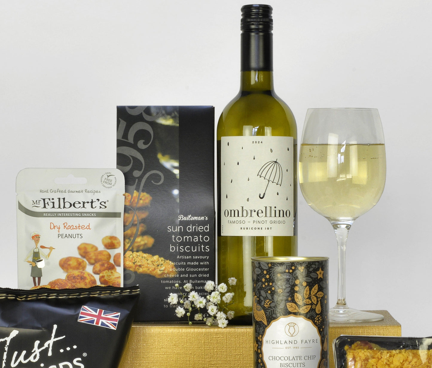 White Wine Delights Gift Box | Elegant Hamper with Gourmet Treats