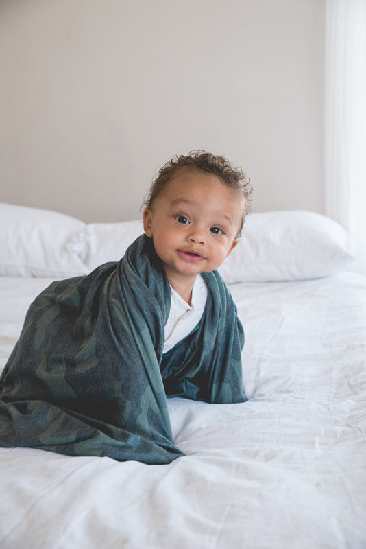 Copper Pearl Knitted Swaddle Blanket Hunter