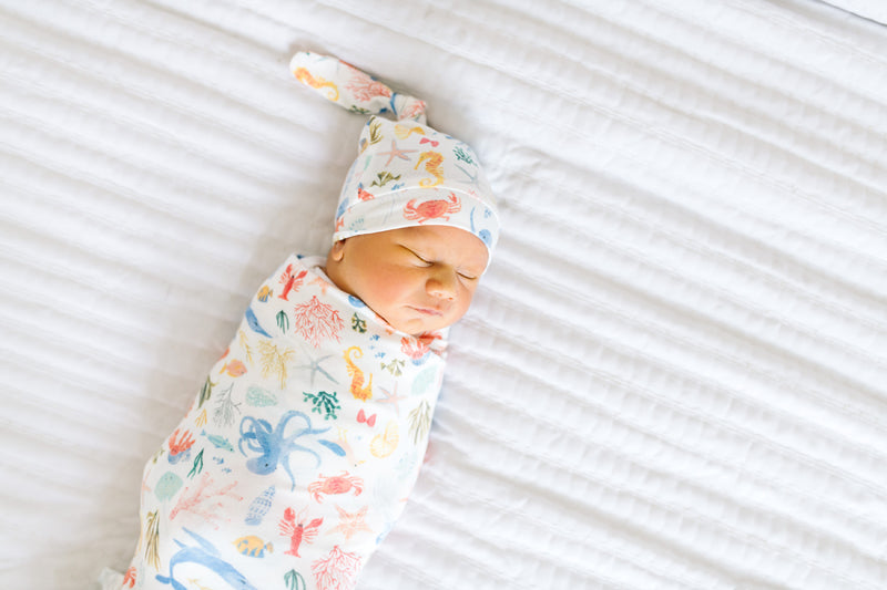 Copper Pearl Knitted Swaddle Blanket Nautical
