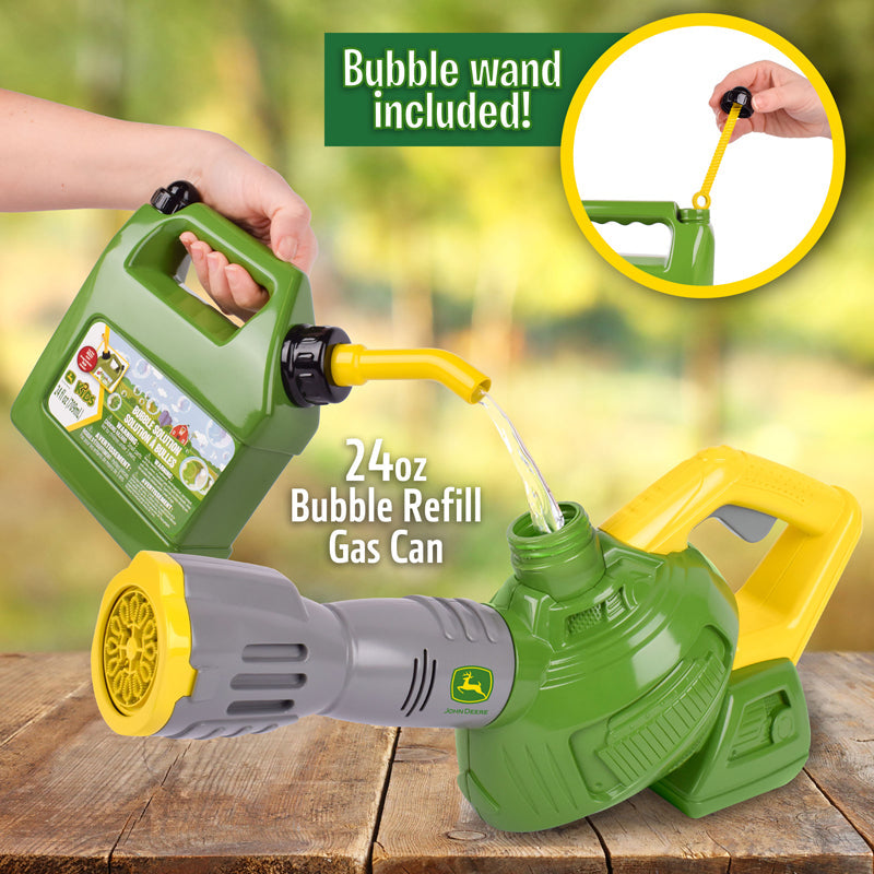 Tomy John Deere Bubble Leaf Blower & Refill Can | Outdoor Toy for Kids 3+