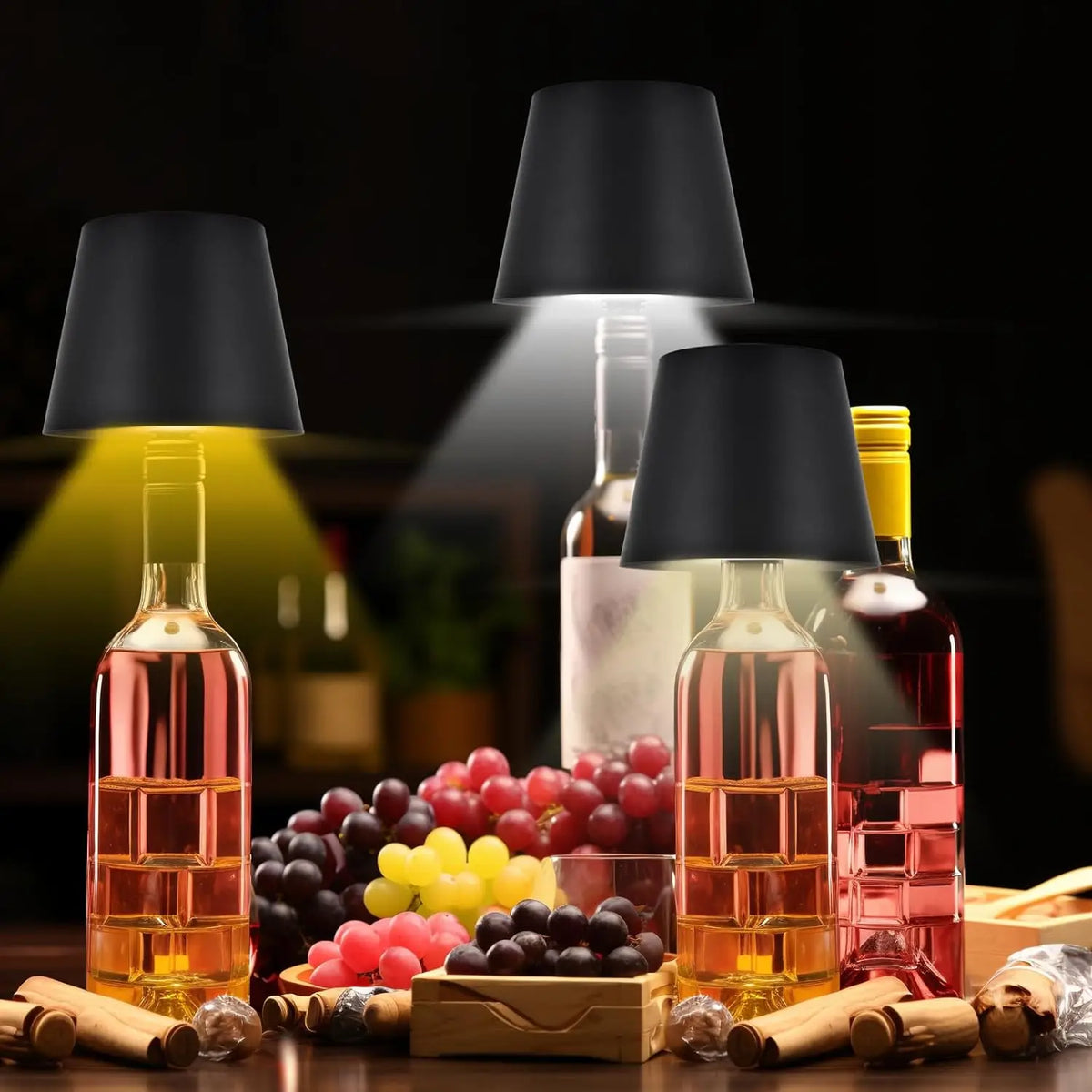 Wireless Wine Spirit Bottle Table Lamp Touch Control Light LED USB Cork Stopper