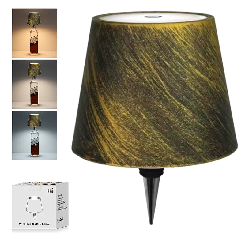 Wireless Wine Spirit Bottle Table Lamp Touch Control Light LED USB Cork Stopper