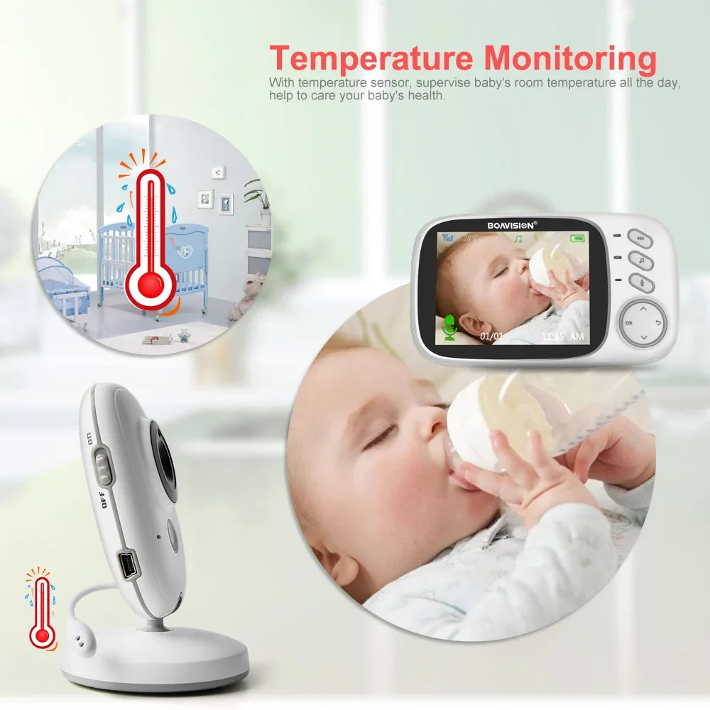 Wireless Video Baby Monitor with LCD Screen, Two-Way Audio, Night Vision & Temperature Monitoring
