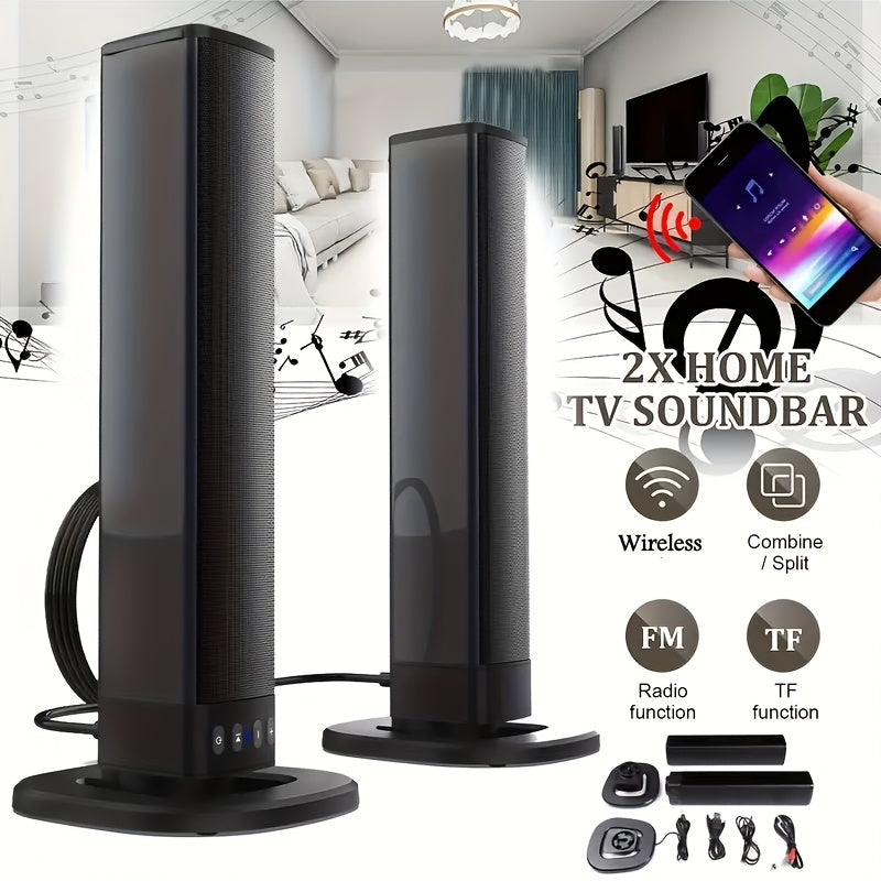 Wireless Soundbar with 3D Surround Sound - Home Theatre Audio System with USB Charging for TV, Movies, Gaming & Music