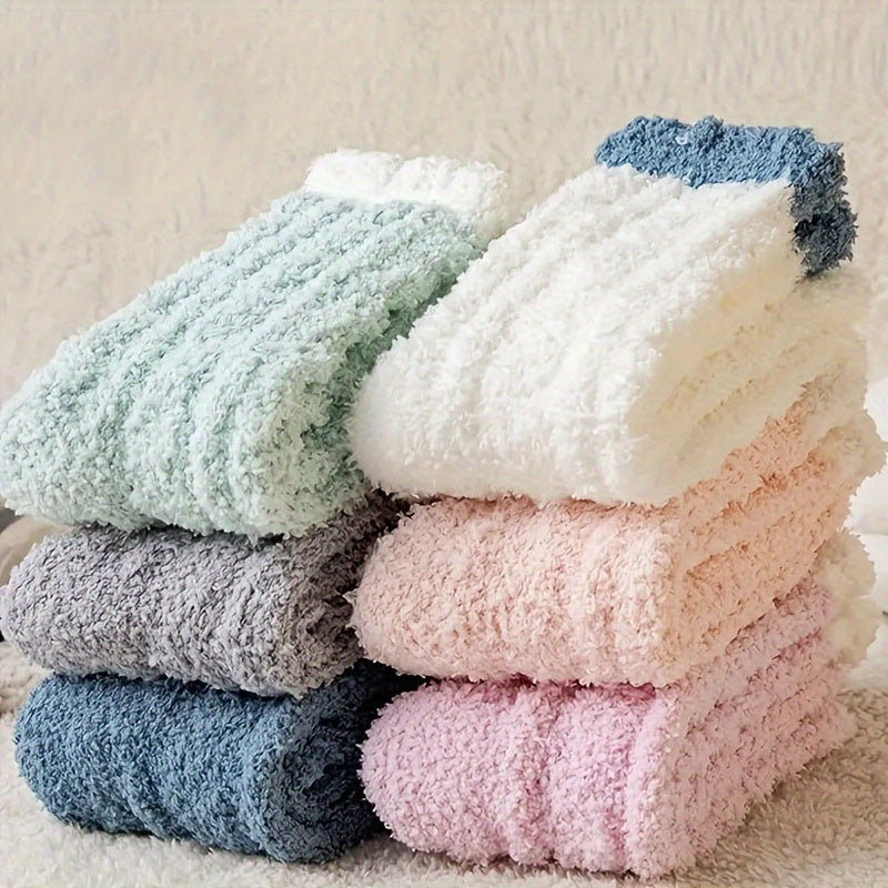 7 Pairs Women’s Fluffy Candy-Coloured Socks - Soft Warm Cosy Socks Set