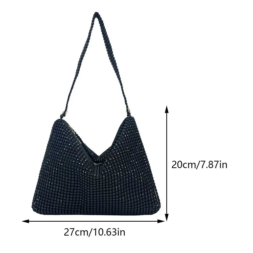 Women's Evening Clutch Bag - Glitter Rhinestone Top Handle Party Wedding Handbag