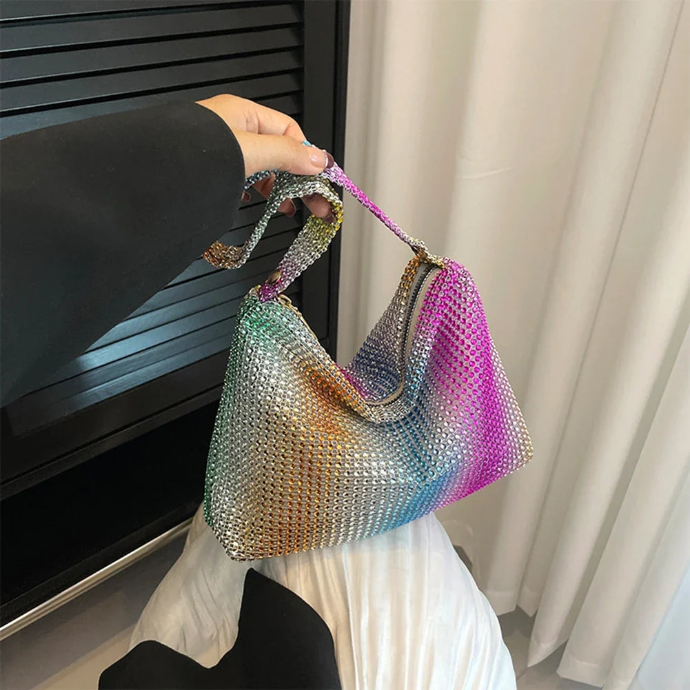 Women's Evening Clutch Bag - Glitter Rhinestone Top Handle Party Wedding Handbag