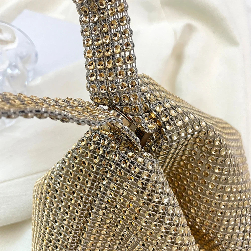 Women's Evening Clutch Bag - Glitter Rhinestone Top Handle Party Wedding Handbag